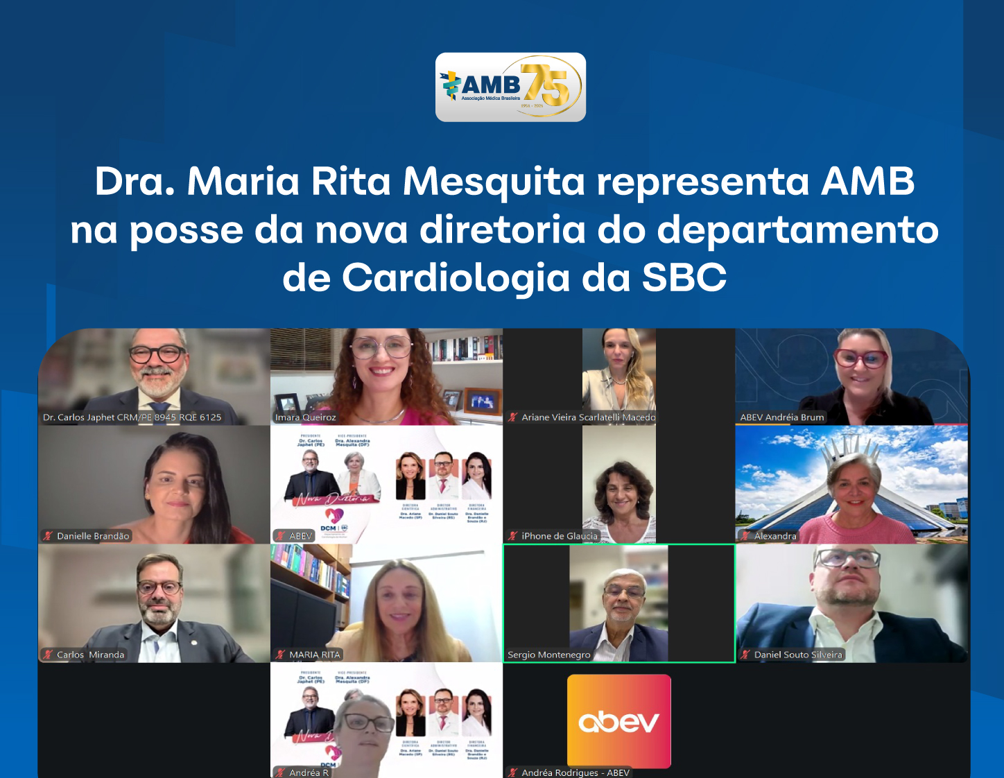 Dra. Maria Rita Mesquita representa AMB na posse da nova diretoria do Departamento de Cardiologia da SBC
